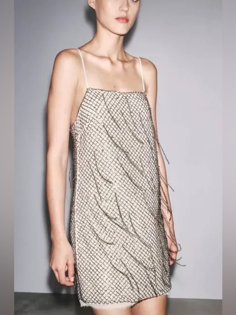 $180 msrp NWT Zara limited edition fringe beaded mini dress small party dress